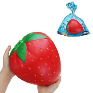 Giant Strawberry Squishy 25*20CM Huge Fruit Slow Rising Soft Toy Gift Collection With Packaging