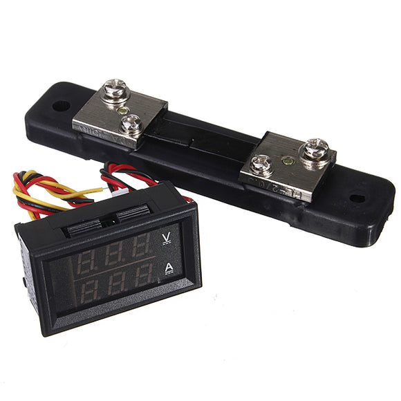 DC 4.5-30V 0-50A Dual LED Digital Voltmeter Meter + Current Shunt