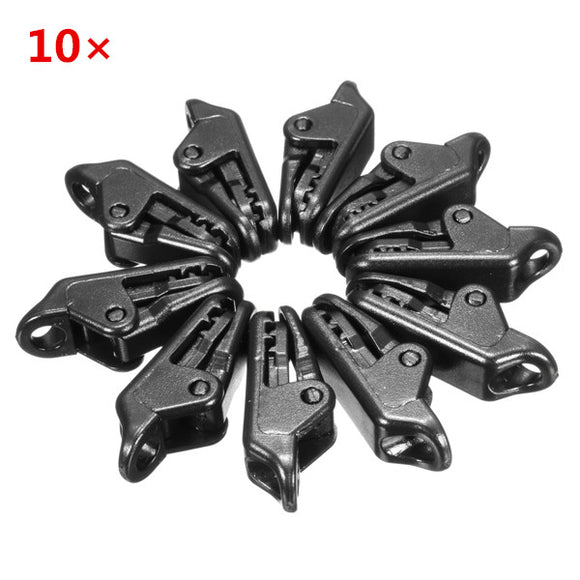 10Pcs Tent Windproof Securing Clip Black Hook Buckle Alligator Clip