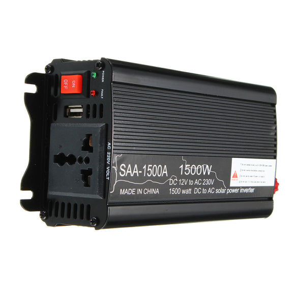 1500W DC 12V To AC 220V Solar Power Inverter Modified Sine Wave Converter