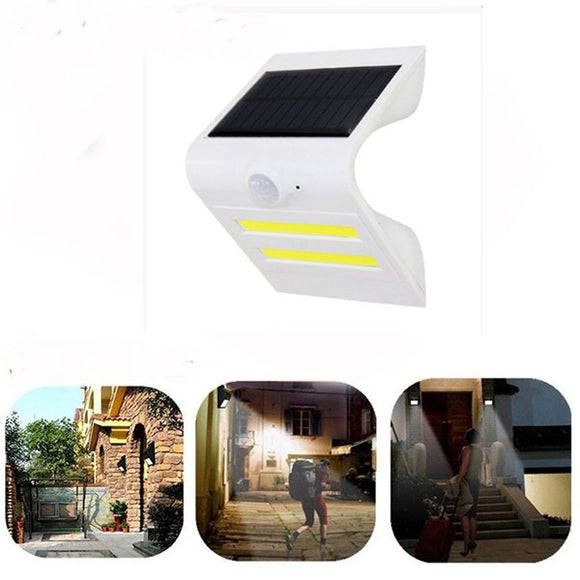 Solar Power PIR Motion Sensor COB LED Wall Light Outdoor Waterproof Garden Lamp