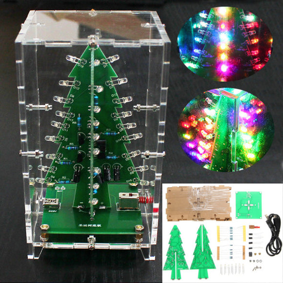 Geekcreit Christmas Tree RGB Colorful LED Flash Kit With Transparent Cover DIY Electronic Kit