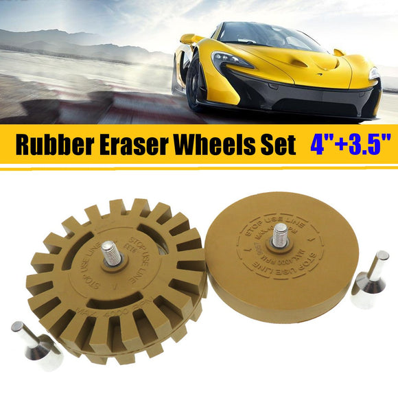 2Pcs 4 and 3.5 Inch Rubber Eraser Wheels Set For Power Drill