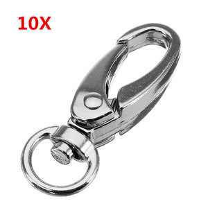 10Pcs 37.5mm Silver Zinc Alloy Oval Swivel Spring Snap Hook Trigger Clip with 8.5mm Round Ring