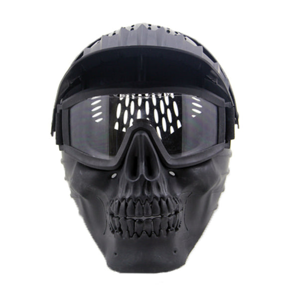 Skull Face Mask Halloween W/ Goggles For Military CS Airsoft Skull Paintball War Game