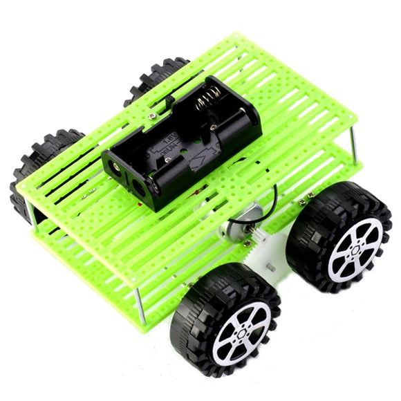 Handmade Green Chassis Four Wheel Smart Car Toys DIY Kit For Children