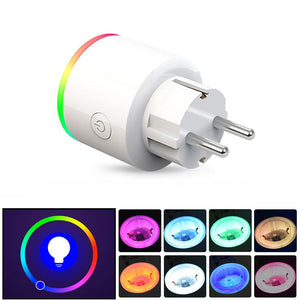 XS-SSA12 AC100-250V 16A EU Electricity Statistics RGB Scene Light Smart Wifi Socket Mobile Phone Timer Switch