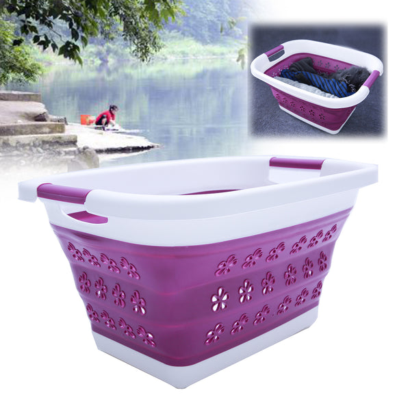 Large Collapsible Laundry Drain Basket Wash Clothes Fruits Bin Space Saving Foldable