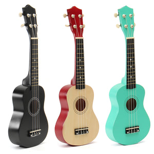 21 Inch Ukulele Basswood Nylon String for Beginner Black Wood Green