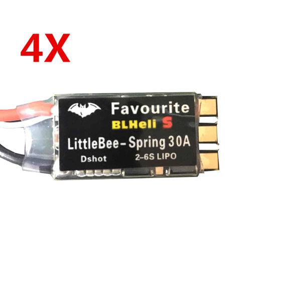 4X Favourite FVT LittleBee Spring 30A ESC BLHeli_S OPTO 2-6S Support Mulitshot Oneshot For RC Drone FPV Racing