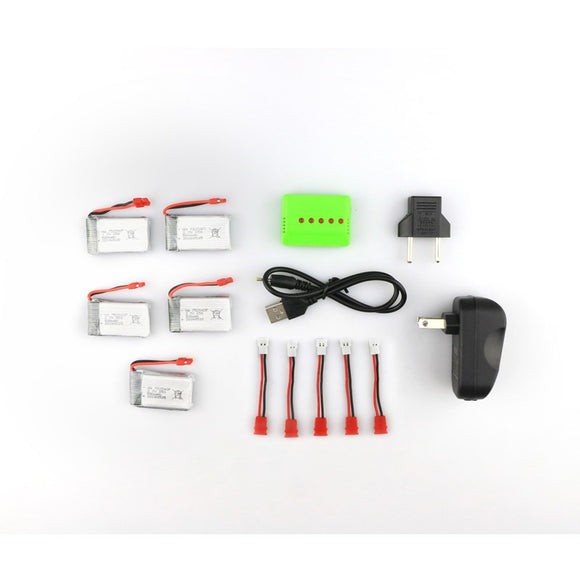 Syma X5HC X5HW RC Quadcopter Spare Parts 5Pcs 3.7V  500MAH 25C Battery And Charger Set X5A-A12