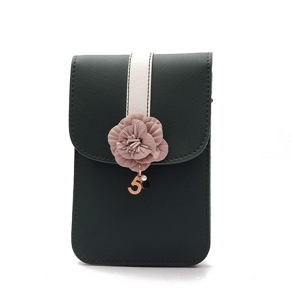 Women Quality PU Leather Retro Floral Mini Phone Bag Crossbody Bag