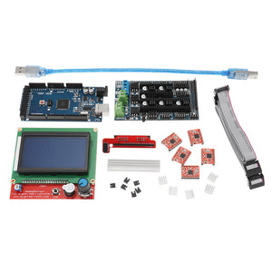 LCD 12864  Display + Mega2560 R3 + Upgrade Ramps 1.6 Base On Ramps1.5 Control Mainboard Kit with 5Pcs A4988 Driver for Reprap 3D Printer