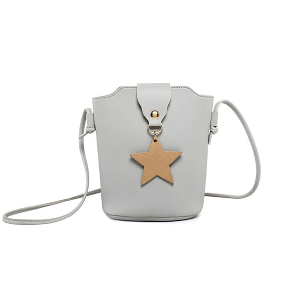 Women Lucky Star Little Girl Bucket Bag Tassel Shoulder Bag Phone Bag Crossbody Bag