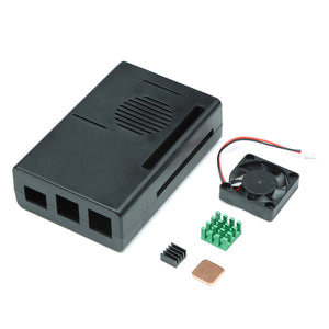 Black ABS Case Enclosure Box With Mini Cooling Fan And Heat Sink Kit For Raspberry Pi 3B