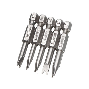 Broppe 5pcs 50mm 1/4 Inch Hex Shank Magnetic U-shaped Screwdriver Bits