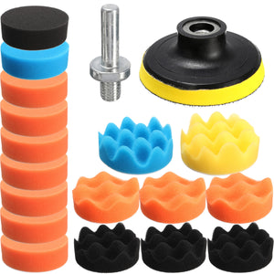 Drillpro 19PCS 80mm Flat Sponge Buff Buffing Pad Polishing Pad Kit Set