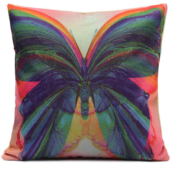 Colorful Butterfly Print Pillow Case Cotton llinen Cushion Cover Home Sofa Car Decor