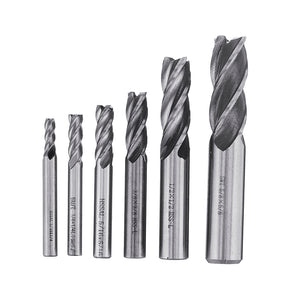 Drillpro 6pcs 3/16-5/8 Imperial Milling Cutter Set High Speed Steel CNC Milling Bit Spiral End Mill Cutter"