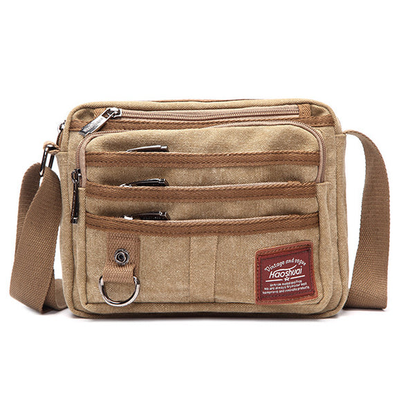 Retro Thread Crossbody Shoulder Bag Multifunctional Canvas Outdoor Casual Men Bag