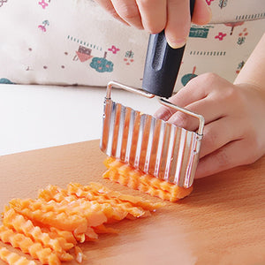 Stainless Steel Handle Potato Carrot Wavy Cutter French Fries Chips Chipper Cutter Slicer Chipper