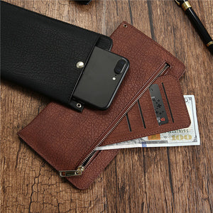 FLOVEME Universal Men Women PU Separate Wallet Bag Handbag For Phone Under 6.3 Inch