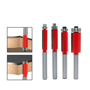 1/4 End Dual Flutes Ball Bearing Flush Router Bit Straight Shank Trim Wood Milling Cutters for Woodworking"