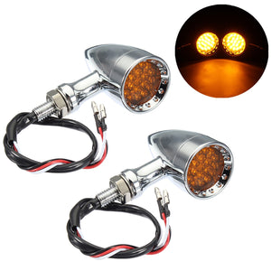 12V Motorcycle Bullet 20 LED Turn Signal Indicator Lights Amber Edge Cut Aluminum Alloy