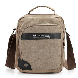 Men Canvas Leisuer Crossbody Bag Capacity Outdoor Waterproof Shoulder Bag