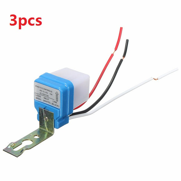 3pcs AC 220V 10A Automatic Auto On Off Street Light Switch Photo Control Sensor