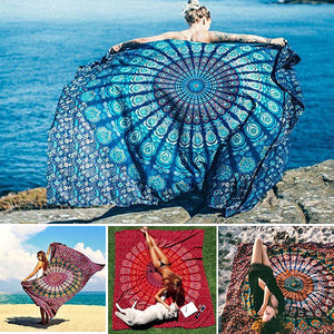 Honana WX-99 New 150x210cm Bohemian Style Polyester Fiber Beach Towel Tapestry Mandala Rectangle