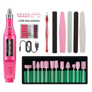 USB Electric Nail Drill Machine Nail Polisher Pen DIY Acrulic Nail Art Manicure Tools Set