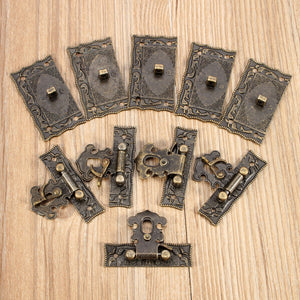 5Sets Bronze Wooden Lock Box Suitcase Toggle Latch Buckles Tone 5.1cm x2.9cm