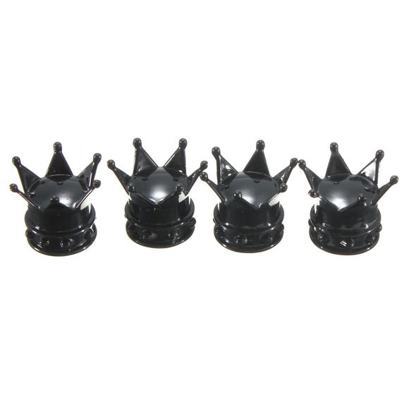 4pcs Tire Wheel Stem Air Dust Valve Cap Cover Crown Shaped Motorcycle Car Bike