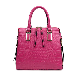 Women Leisure Solid Crocodile Pattern Handbag Shoulder Bag Crossbody Bag