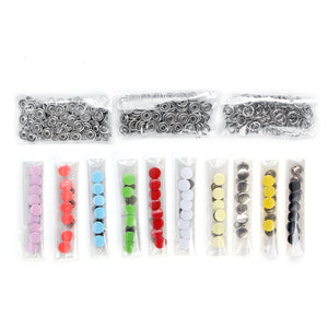 100 Sets 9.5mm 10 Colors Metal Prong Ring Buttons Press Studs Sewing Craft Fasteners Snap Craft Tool Buttons For Clothes