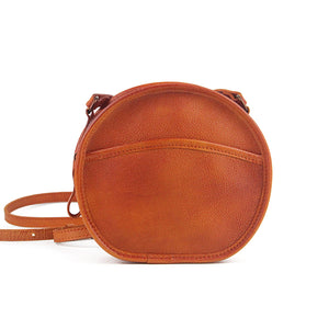 Women Genuine Leather Retro Round Crossbody Bag Shoulder Bag