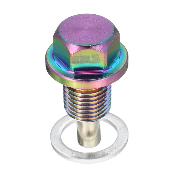 M12x1.25 Neo Chrome Magnetic Engine Oil Pan Drain Sump Filter Adsorb Plug Bolt