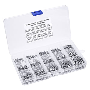 Suleve MXST2 480Pcs M2.5/M3/M4 Torx Machine Screw 304 Stainless Steel Pan Head Bolt Nut Assortment