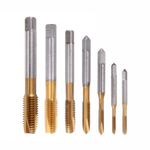 Drillpro M3-M12 Machine Screw Plug Tap Drill Steel Titanium Coated Straight Flute Hand Tap