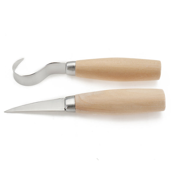 2pcs Spoon Wood Carving Chisel Top Set Woodcarving Tool Hook Whittling Beaver Craf Set