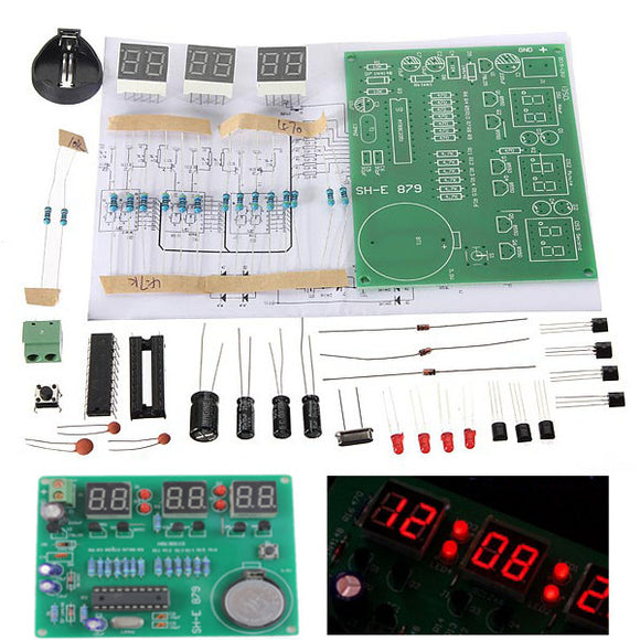 3Pcs DIY 6 Digital LED Electronic Clock Kit 9V-12V AT89C2051