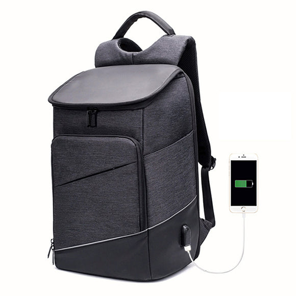 Men Oxford Waterproof Backpack Antitheft Daily Bag with External USB Charging Port