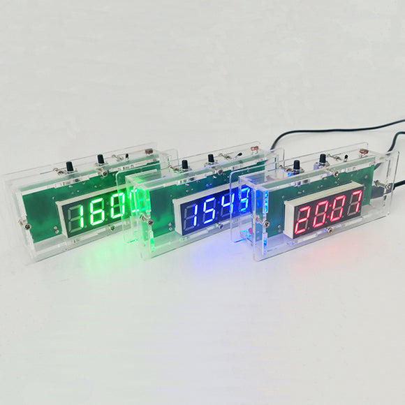 DIY C51 Microcontroller Electronic LED Light Control Temperature Digital Clock Kit With Case