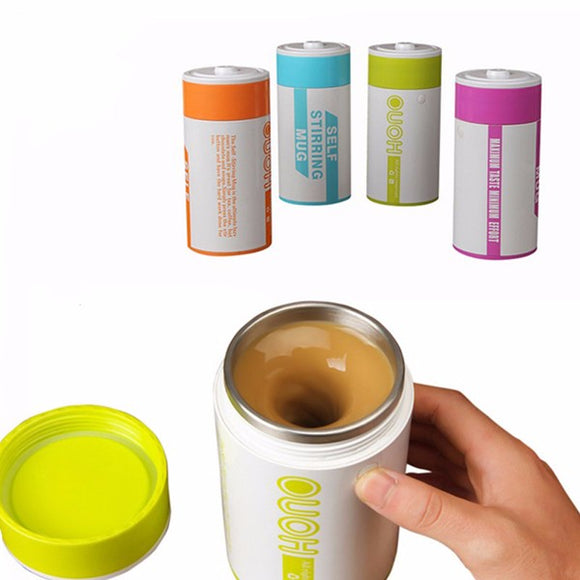 Battery Shape Automatic Coffee Mixing Cup Stainless Steel Milk Mixing Cup Vacuum Insulation Cup