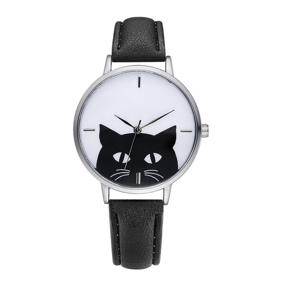 GAIETY G066 Cartoon Cat Women Wrist Watch Leather Strap Quartz Watches