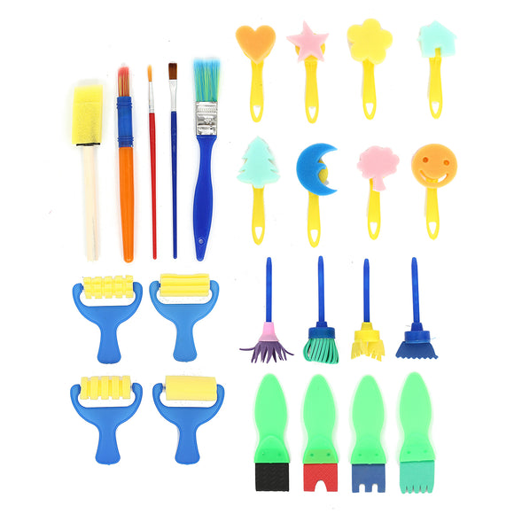 25Pcs Kids Painting Sponge Roller Brush Graffiti Pen Paint Drawing Toy DIY Tools