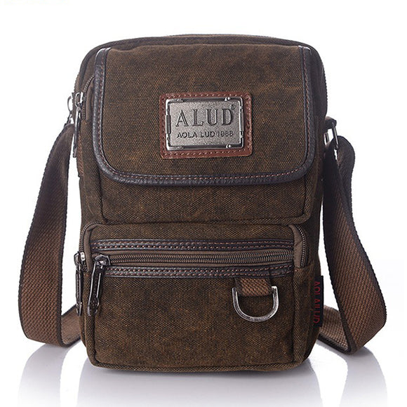 Men Retro Canvas Sling Bag Solid Shoulder Bag Small Messenger Bag