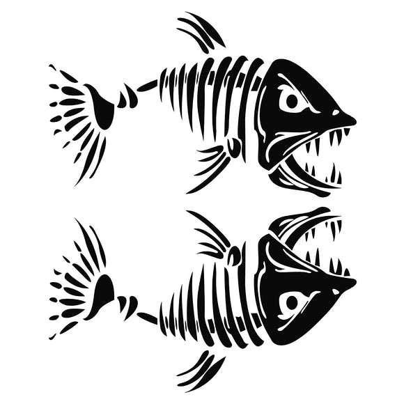 2PCS Skelett Fish Fisch Auto Vinyl Auto Decal Aufkleber Tuning Sticker