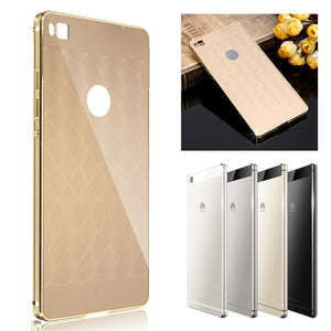 Luxury Aluminum Metal Bumper Mirror Back Case Cover For HUAWEI Ascend P8